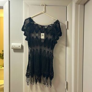 BLK See Through Lace Top/ Cover up/ Blouse/ T Shirt